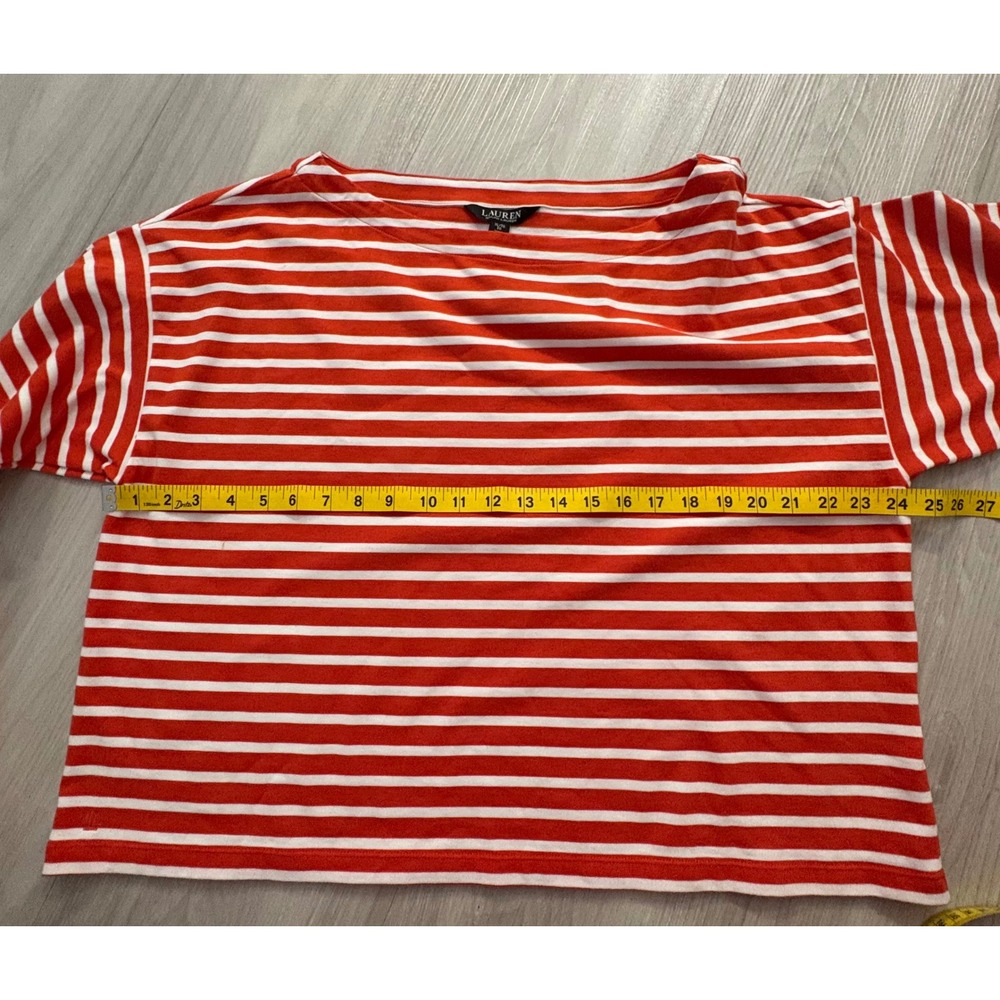 Lauren Ralph Lauren Top Women Orange White Boat Neck Nautical Long Sleeve XL NWT - Picture 10 of 16